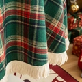 Classic red and green plaid round tablecloth with beige fringe tassels for Christmas - Vintage Red & Green Plaid (Square)