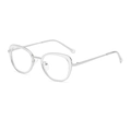 Chic cat-eye glasses with transparent frame and silver metal temples on white background - Transparent White Frame Anti-blue C6