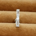 Silver stainless steel stud earring with vertical triple cubic zirconia stone design - Silver (Triple Stone Bar Y20412-17)