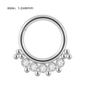 Silver stainless steel nose ring with 1.2x8mm size and five clear round crystals - NO 4 (5 Zirconias)