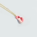 Pink and red enamel shoe pendant on a gold chain necklace for women - Letter B