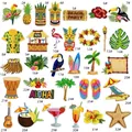 Detail of 32-piece set of tropical Hawaiian embroidery patches showing fine stitch textures - Hawaiian Patches Set of 32