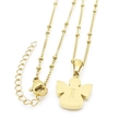 Collana angelo in acciaio inossidabile dorato con lettera I incisa e catena con sfere - Lettera I (KN196921-K)