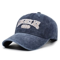 Vintage washed blue cotton baseball cap with ANGELES 1994 embroidery and curved brim - Adjustable / Navy Blue