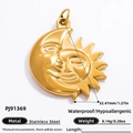 18k vergulde roestvrijstalen zon en maan hanger met afmetingen voor doe-het-zelf - Zon en Maan Gezicht Stijl (PJ91369)