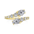 Luxurious gold-plated S925 silver ring featuring two large pear-shaped zircons - Double Pear Shape Wrap-Gold
