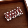Vintage silver wide cuff bracelet with red enamel marquise stones and sparkling rhinestones - Red Waterdrop Resin Inlaid Bracelet (61#)