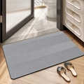 Dark grey rectangular diatom mud bath mat with horizontal stripes on wood floor - Lawrence - Dark Grey (patented Coating)