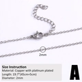 Macro detail of 2mm silver-plated copper chain with lobster clasp and size instruction - 2mm O-Chain / Silver (Style A)