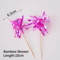 Pack of 10 rose red foil fringe cocktail picks with 10cm bamboo sticks for cakes - Rose Red Rain Silk Pick (10 Pcs)