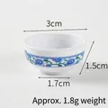 Miniature blue and white dollhouse bowl with 3cm diameter and floral porcelain pattern - 3cm Blue and White Bowl
