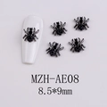 Macro detail of 8.5x9mm black spider nail art charms with rhinestones and alloy finish - Black Zircon Spider (AE08)