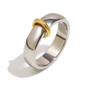 Anello aperto minimalista bicolore in acciaio inossidabile placcato oro 18K donna - Taglia 6 (US 6) / Tonalità Argento e Oro