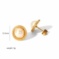 Boucles d'oreilles perles vintage 12,5mm dorées avec bordure texturée et fermoirs - Style Puce Perle à Bordure Texturée (TE6116)