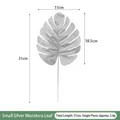 Artificial small silver monstera leaf for wedding decoration, 31cm total length - Silver Small Monstera Leaf [With Stem]