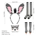 Halloween zebra costume set including headband, striped socks, sleeves and eye sticker - 5pcs Zebra Set (Hair Ears + Sticker + Sleeves + Socks)