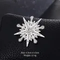 Silver snowflake brooch with clear rhinestones on black leather, 4.3cm diameter - XD10817-2 Silver Starburst