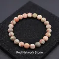 Red Network Stone beaded bracelet with unique reddish-brown natural textures - Red Network Stone