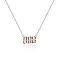 Gothic style silver necklace featuring a red zircon encrusted angel number pendant - Platinum-888 (Red Zircon)