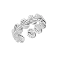 Silver starfish shell open ring with polished finish and sea-inspired scallop design - Silver Chain Shells Open (JZ5708)