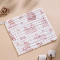 Soft multi-layer cotton gauze baby towel with cute pink rabbit print and floral patterns - Rabbit Party