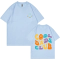 T-shirt en coton bleu clair pour hommes avec imprimé retro Cool Dads Club et coupe ample - XS / Bleu Clair (Style COOL DADS CLUB)