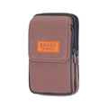Herren Bauchtasche aus braunem Segeltuch mit drei Reißverschlussfächern für Sport - Kaffee Vertikal 2 Schichten / 18*10*4cm