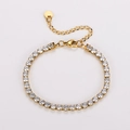Klassieke gouden tennisarmband met vierkante zirkonia en verstelbare karabijnsluiting - 4mm 16+5cm / Goud