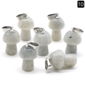 Mini natural crystal mushroom pendants in grey spotted stone with silver metal hooks - Labradorite (1pc)