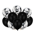 10-piece black latex balloon set including transparent balloons with black confetti - Black Pearl Sequin Style