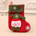 Red Christmas stocking with 3D snowman and snowflake embroidery for tree decoration - Snowflake Small Stocking-Snowman