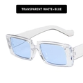 Retro square sunglasses with transparent white frame and blue tinted lenses - Clear Frame Blue Lens