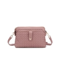 Pink hand-woven crossbody bag with double pockets and premium golden metal hardware - Lotus Root Purple