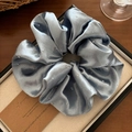 Oversized light blue satin scrunchie with silver studs for ballet core hair style - Blue (Rhinestone)