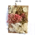 DIY dried flower material kit featuring pink gypsophila and white hydrangea on card - Flower Pack No.15