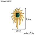 Goldener Blattanhänger mit grünem Malachit-Stein für individuellen DIY-Schmuckbau - BP00215B2-Blatt