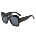 Occhiali da sole squadrati oversize alla moda con montura nera e lenti blu stile retrò - Regular / Montatura Nera Lenti Grigie