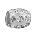 Silver owl-shaped alloy barrel charm with sparkling zircon inlay for DIY jewelry - Full Rhinestone Barrel Large Hole Bead