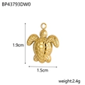 Polished gold stainless steel turtle pendant necklace with detailed shell texture - Gold Sea Turtle Pendant 1.9cm