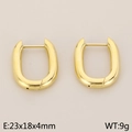 Orecchini a cerchio a U in acciaio inossidabile oro 18K design minimalista 23x18mm - Forma a U Ovale Lucida (Oro/KE113989-KFC)