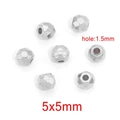 Perles à facettes 5x5mm en acier inoxydable argent avec trou 1,5mm pour bijoux - 5mm / Couleur Acier