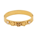 Gold stainless steel bangle featuring mother of pearl butterfly and tree of life charms - Cross Heart Relief Style (3#)
