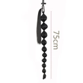 75cm long black synthetic bubble ponytail extension with segmented lantern sections on white background - Natural Black