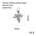 Pendentif feuille d'érable en cuivre plaqué rhodium argenté, taille 12mm x 9mm - Feuille d'Érable Argentée O (O-2)