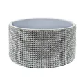 Sparkling silver wide bangle with full rhinestones in a seamless circular design - Silver Rhinestone/Silver Sleeve