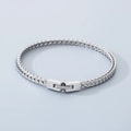 Pulsera de cadena de serpiente en acero inoxidable plateado con tejido y cierre cuadrado - Estilo de Cadena de Serpiente de Hueso de Dragón (KB184576-KFC) / Color Acero
