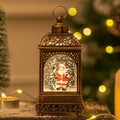 Bronze Christmas lantern with Santa Claus and swirling snow glitter decoration - Santa and Tree