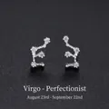 Sterling silver Virgo constellation stud earrings with sparkling cubic zirconia stones - Virgo
