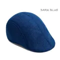 Casquette plate en lin bleu marine respirante avec texture classique pour hommes et femmes - Bleu Marine