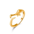 Verstelbare gouden dinosaurus open ring met een schattig brachiosaurus dierlijk ontwerp - Gouden Brontosaurus